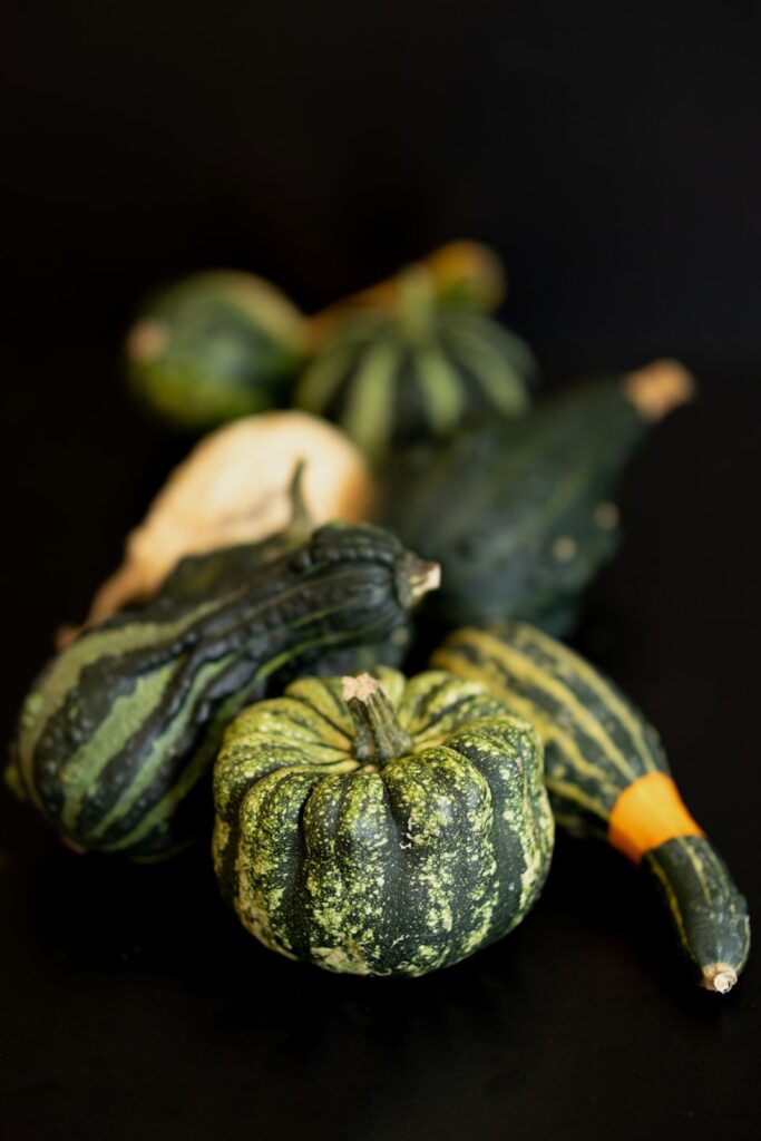 Still shot of several types of squash 